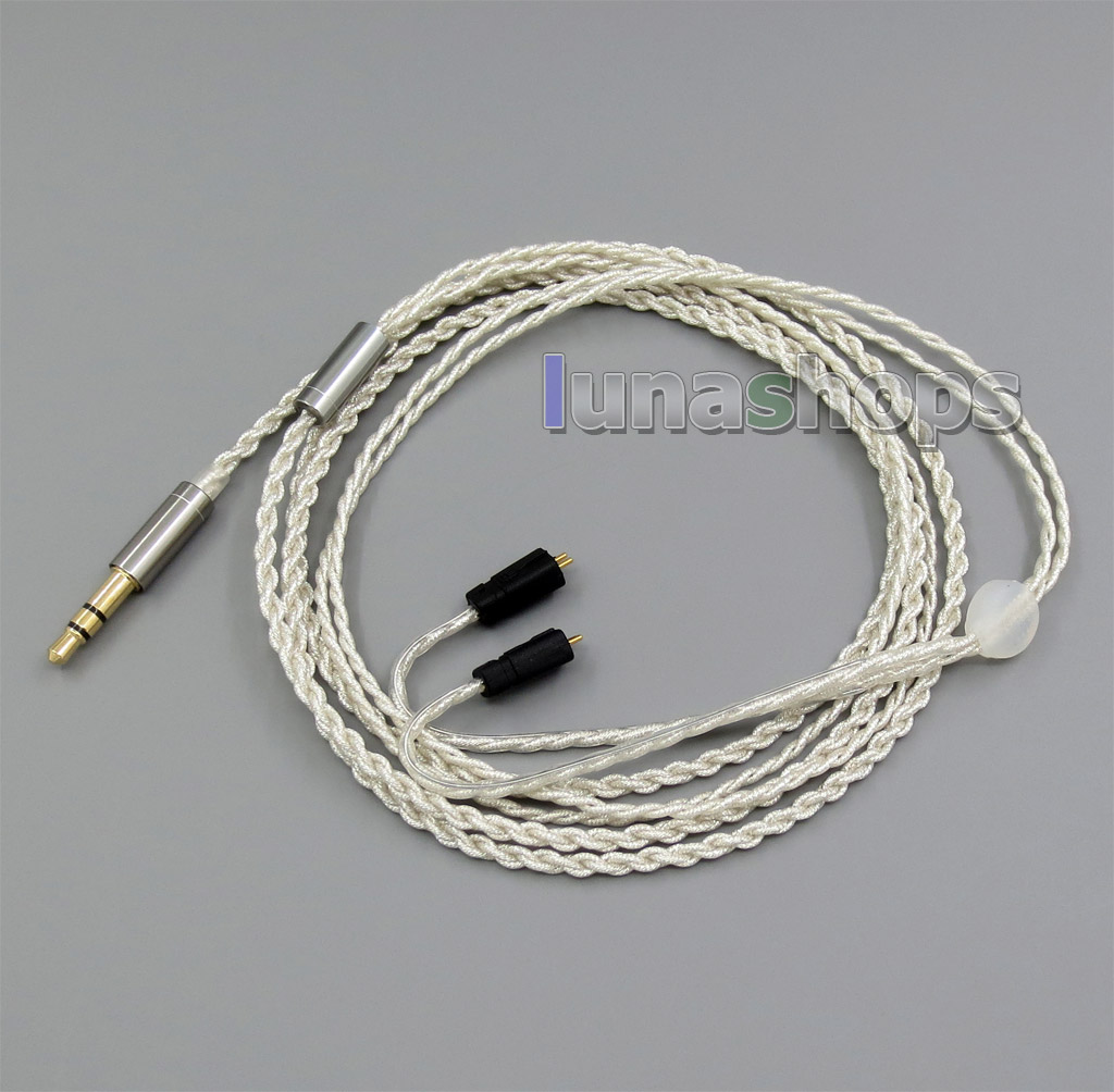 3.5mm With Earphone Hook Silver Foil PU Skin Cable For Ultimate Ears UE TF10 SF3 SF5 5EB 5pro TripleFi 15vm