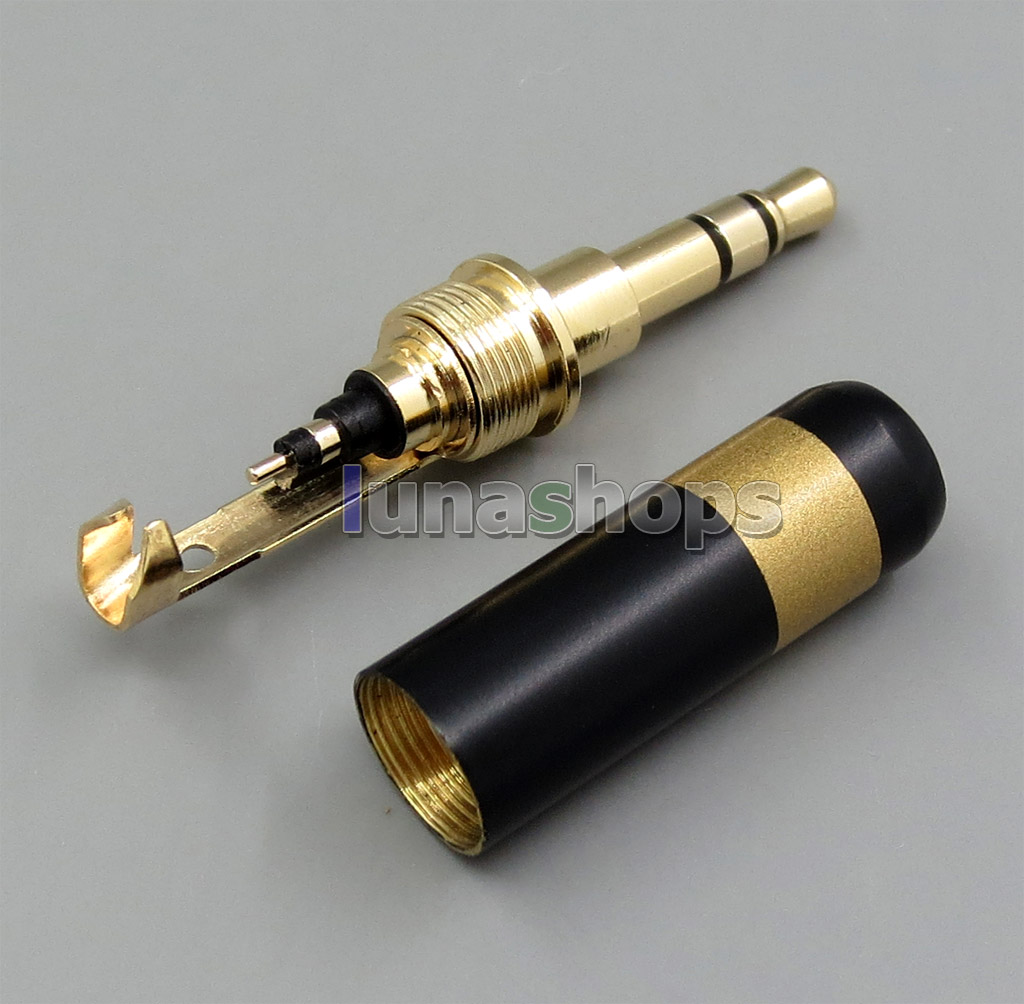 Copper Shell Slim Size Straight 3.5mm 3 poles Male stereo phono DIY Solder Adapter 
