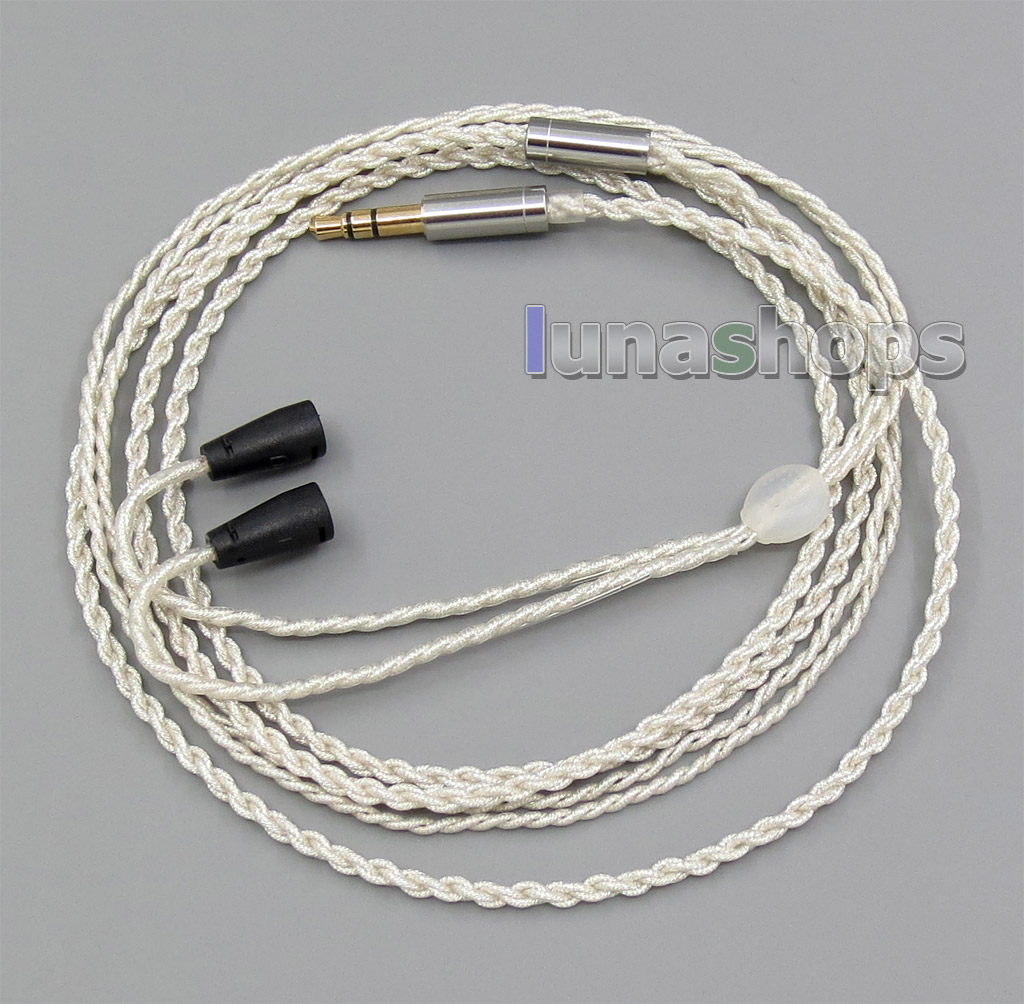 3.5mm With Earphone Hook Silver Foil Plated PU Skin Cable For Sennheiser IE8 IE80i Headphone