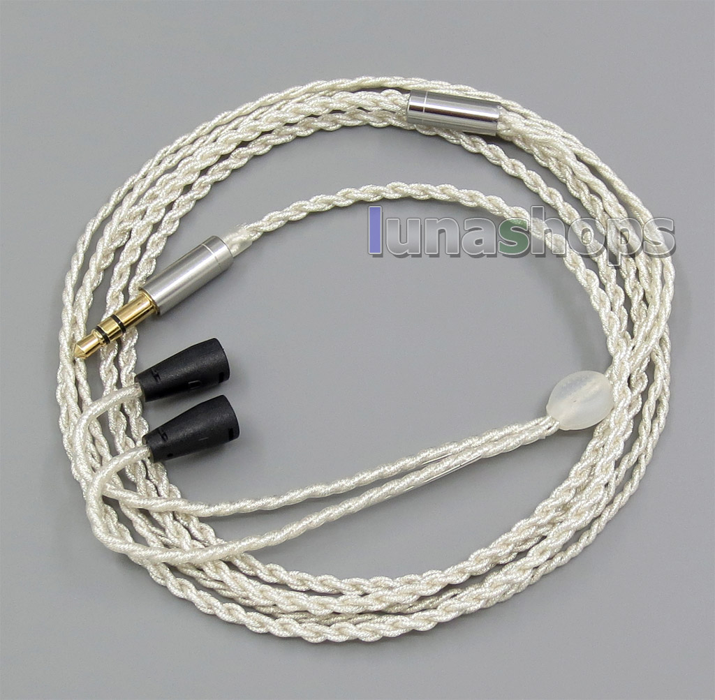 3.5mm With Earphone Hook Silver Foil Plated PU Skin Cable For Sennheiser IE8 IE80i Headphone