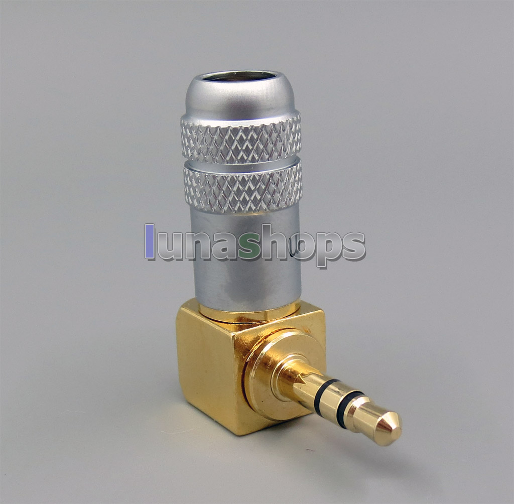 Full Copper 90 degree L Shape mini plug 3.5mm  Male stereo phono Adapter
