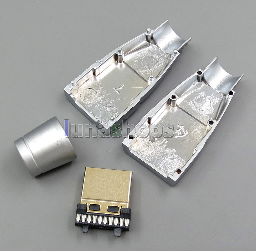 All Metal Shell 19 Pins HDMI Straigt Gold or Silver Plated Male + DIY Solder Adapter 
