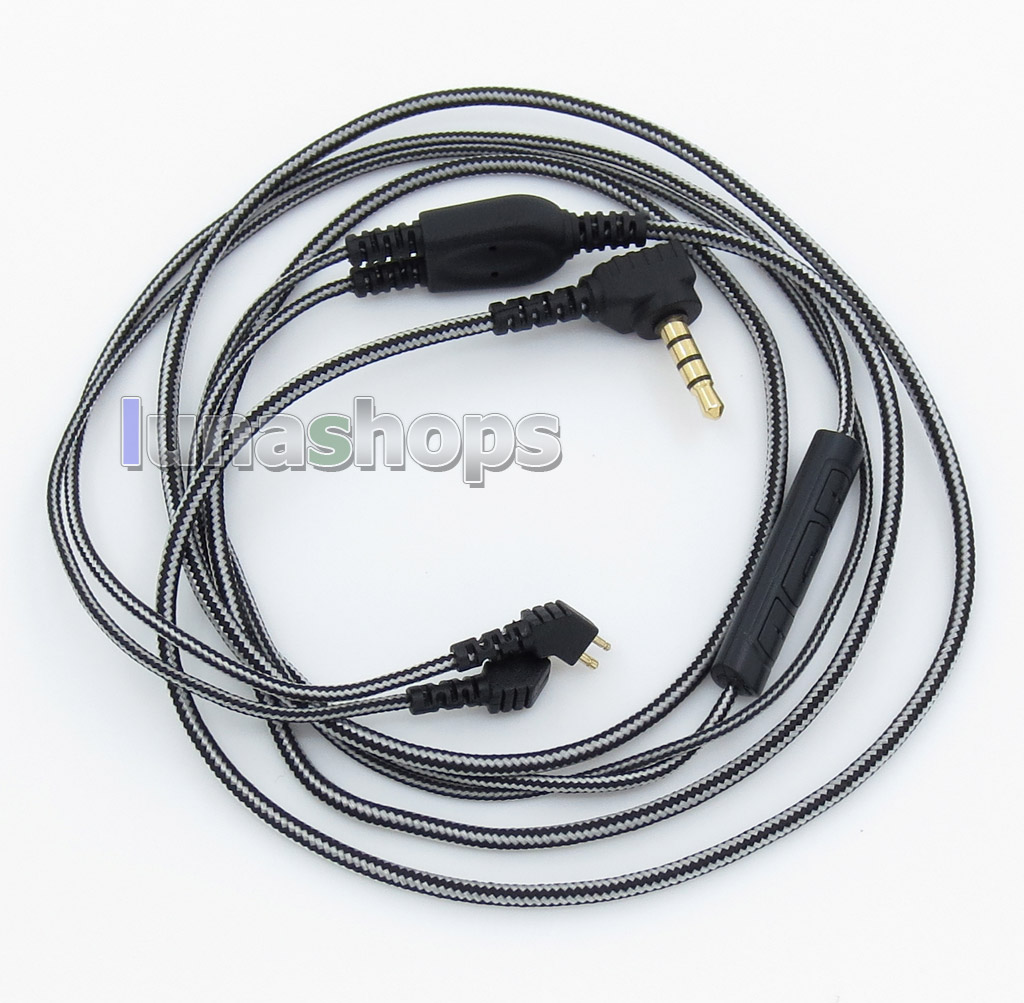 Black And White With Mic Remote Earphone Audio Cable For Etymotic ER4B ER4PT ER4S ER6I ER4 ER4SR ER4XR
