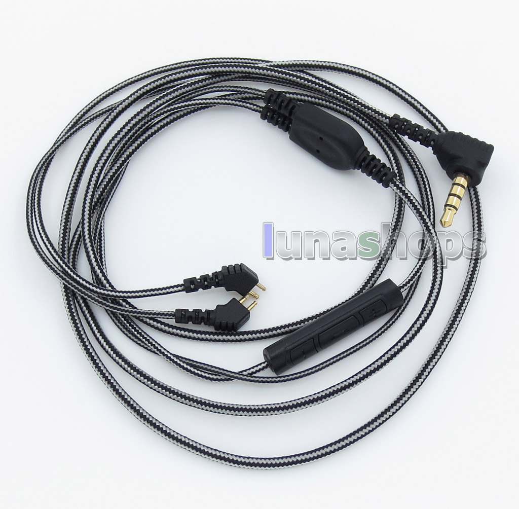 Black And White With Mic Remote Earphone Audio Cable For Etymotic ER4B ER4PT ER4S ER6I ER4 ER4SR ER4XR