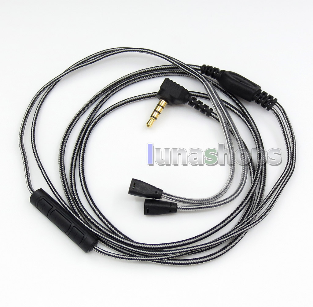 Black And White + Mic Remote Earphone Hook Audio Cable For Sennheiser IE8 IE8i