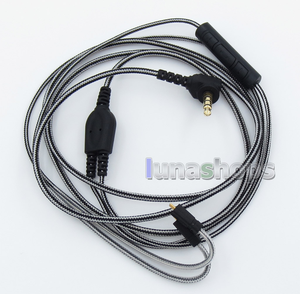 Black And White With Mic Remote Earphone Audio Cable For Ultimate Ears UE TF10 SF3 SF5 5EB 5pro TripleFi 15vm TF15
