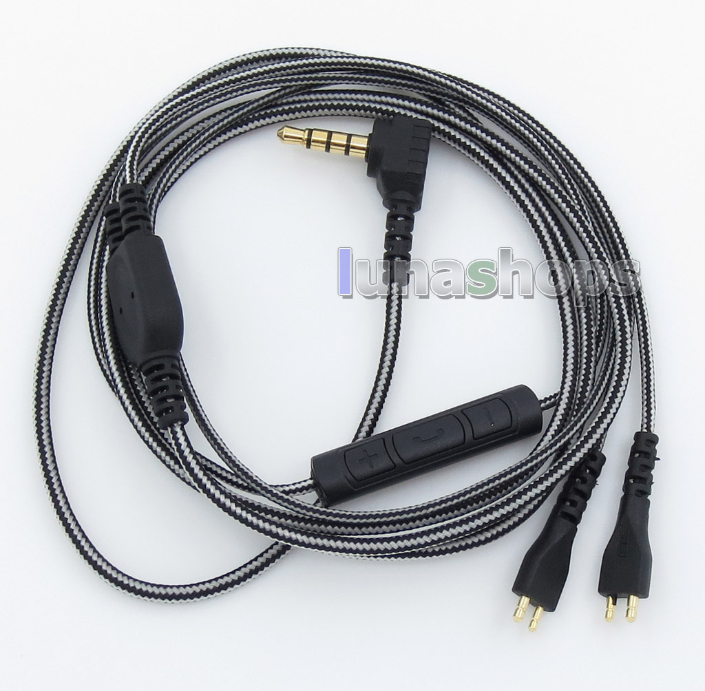 Black And White With Mic Remote Earphone Audio Cable For Sennheiser HD25-1 SP HD650 HD600 HD580 HD525 HD565