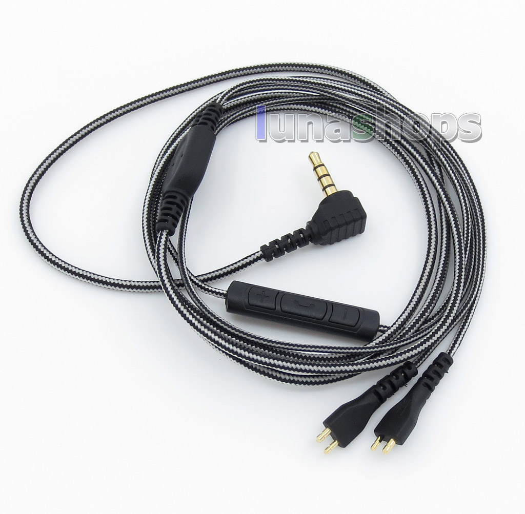 Black And White With Mic Remote Earphone Audio Cable For Sennheiser HD25-1 SP HD650 HD600 HD580 HD525 HD565