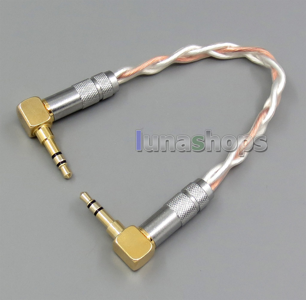 90 Degree L Shape 3.5mm 6N OCC + Silver Plated Headphone AMP Amplifier audio DIY cable