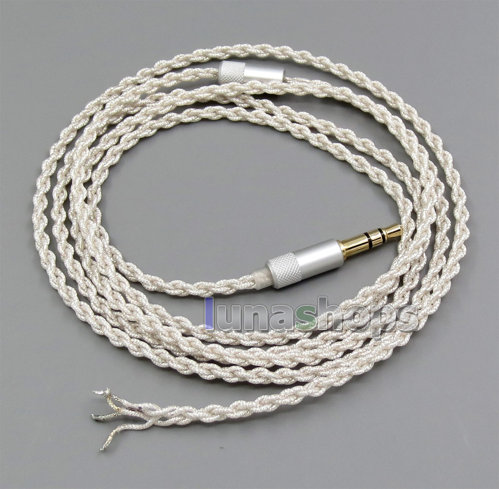 Semi-Finished With 3.5mm Plugs Silver Foil PU Skin Cable For Custom Repair Earphone Headphone Wires