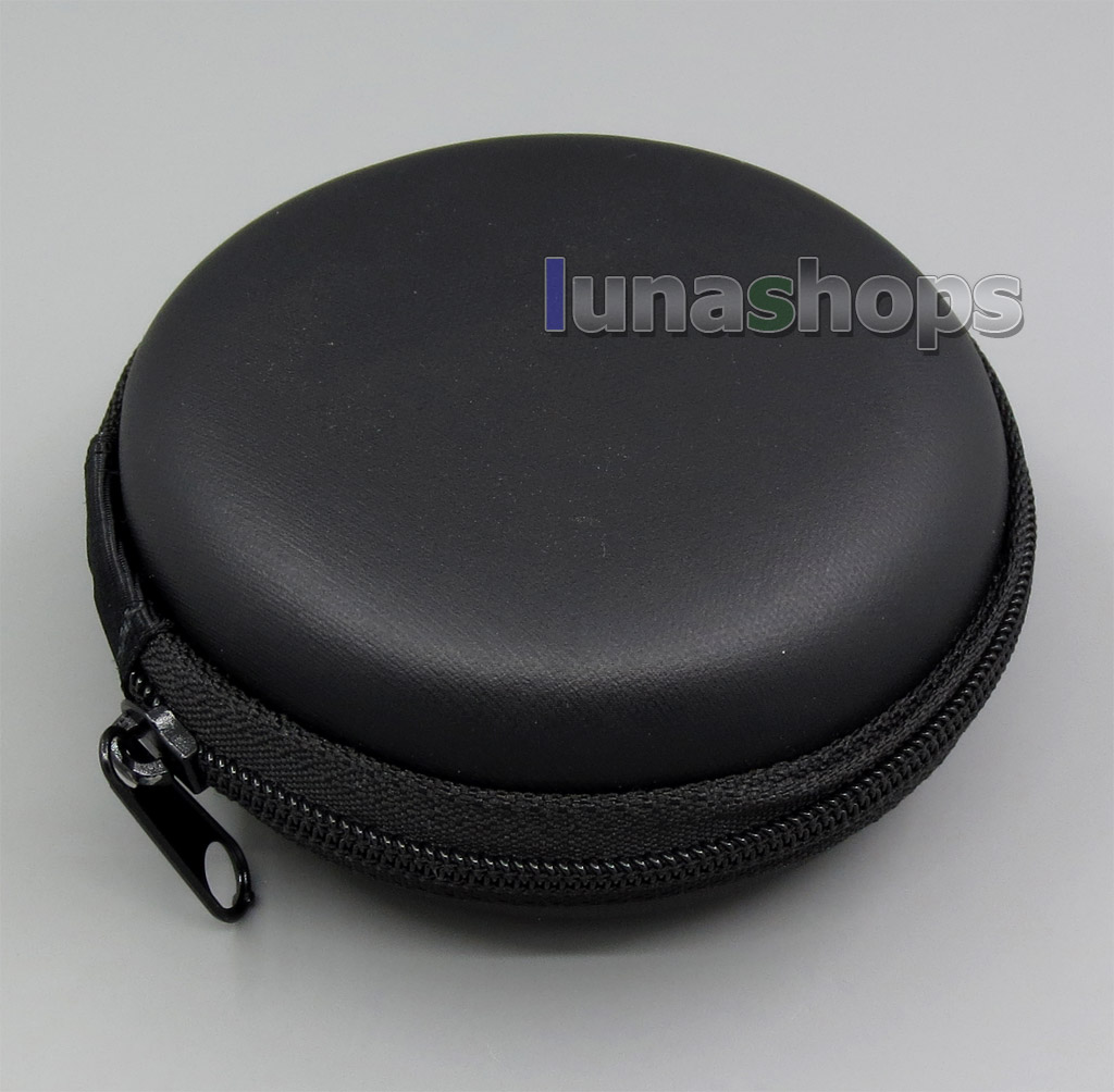 Dia:8cm*8cm*3.5cm Hard Zippered Earphone Headset Carrying Case Bag