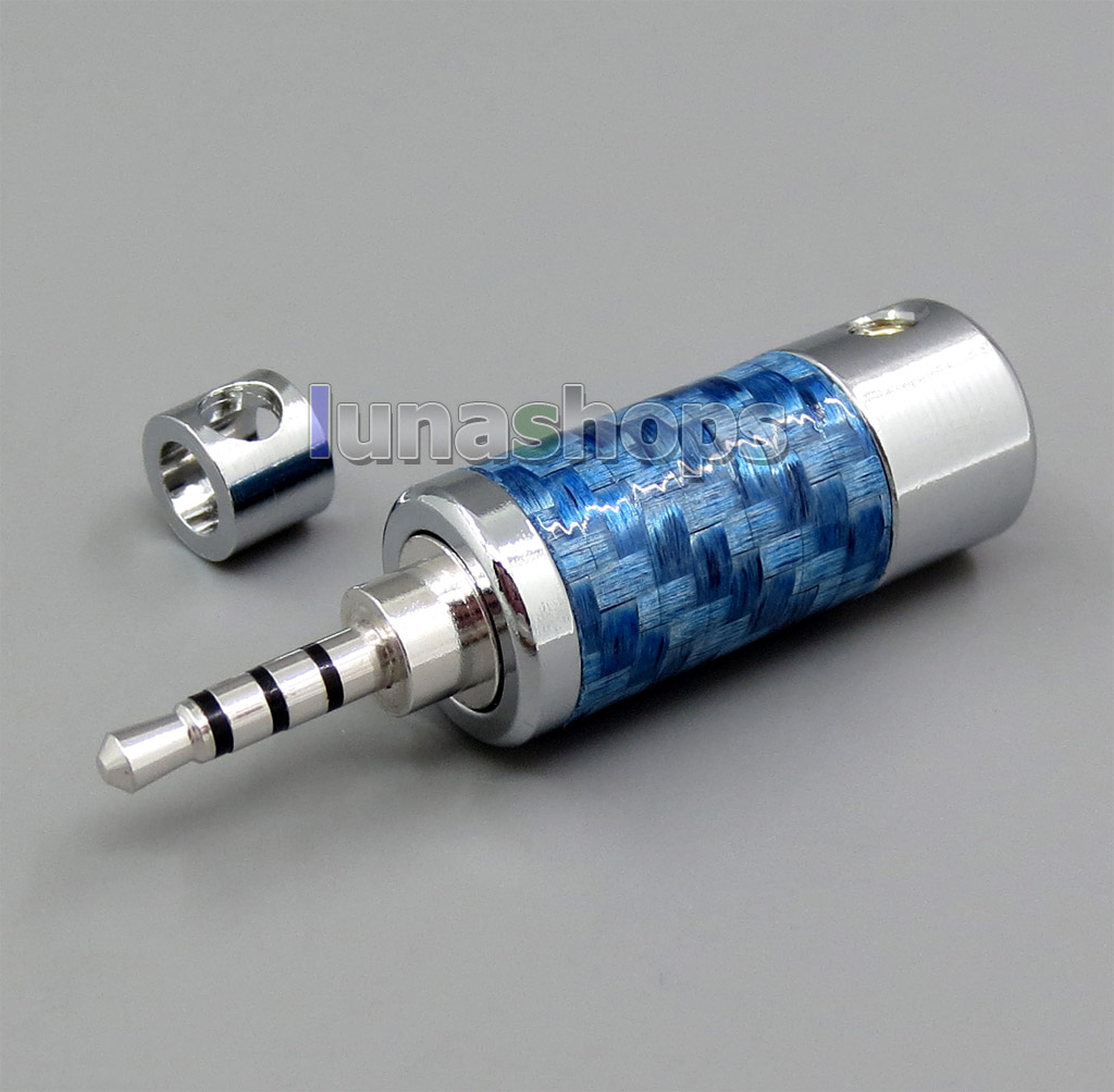Rhodium Plated Blue Carbon Shell 2.5mm 4poles TRRS Plug DIY adapter For Astell & Kern AK380 AK240 AK100i II AK70