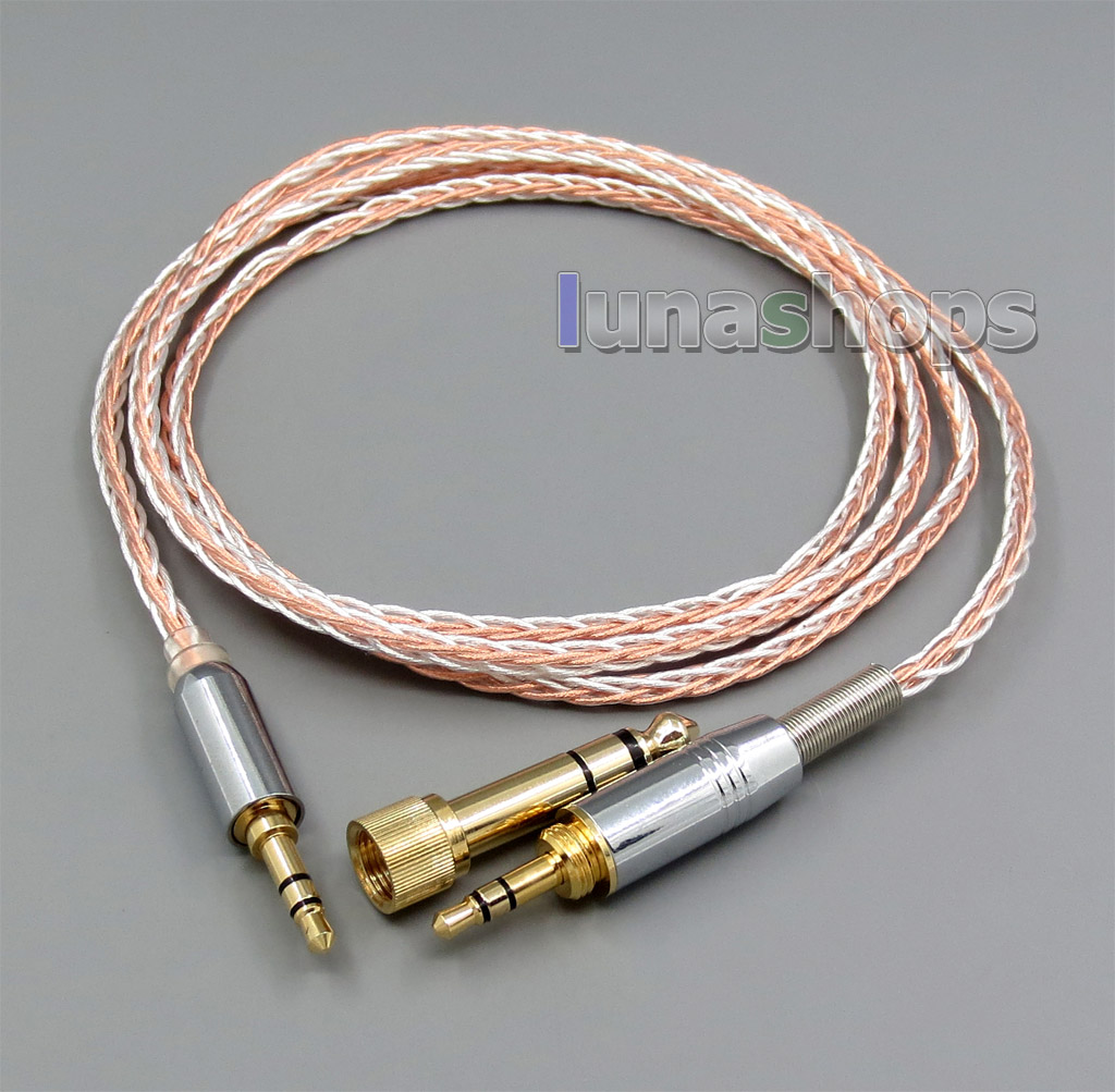 3.5mm 6.5mm Male To Male 800 Wires Soft Silver + OCC Alloy Earphone Headphone Cable