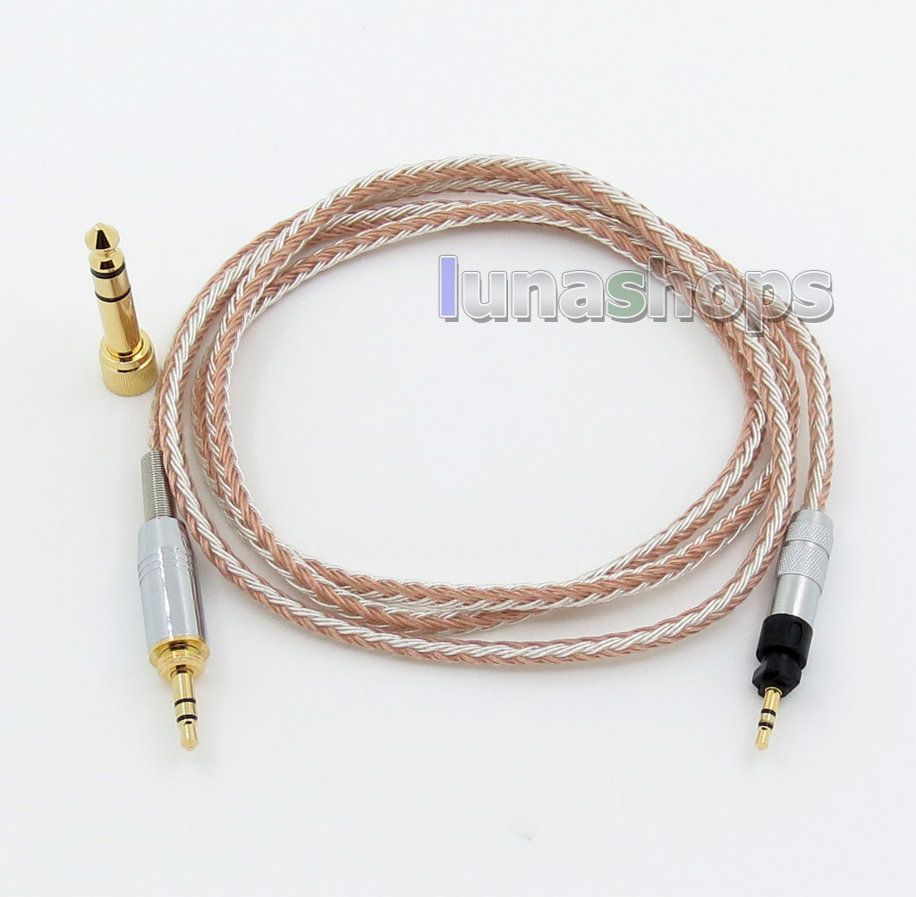 6.5mm 3.5mm 16 Cores OCC Silver Plated Mixed Headphone Cable For Shure SRH840 SRH940 SRH440 SRH750DJ