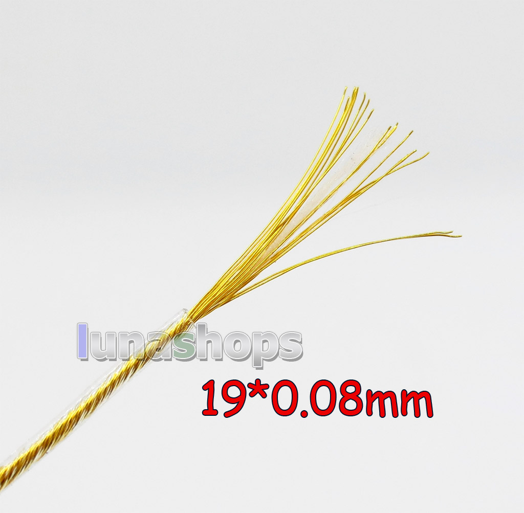100m 6n OCC + Gold Plated 24AWG 19*0.08mm PVC OD 1mm DIY Audio Headphone Earphone Cable