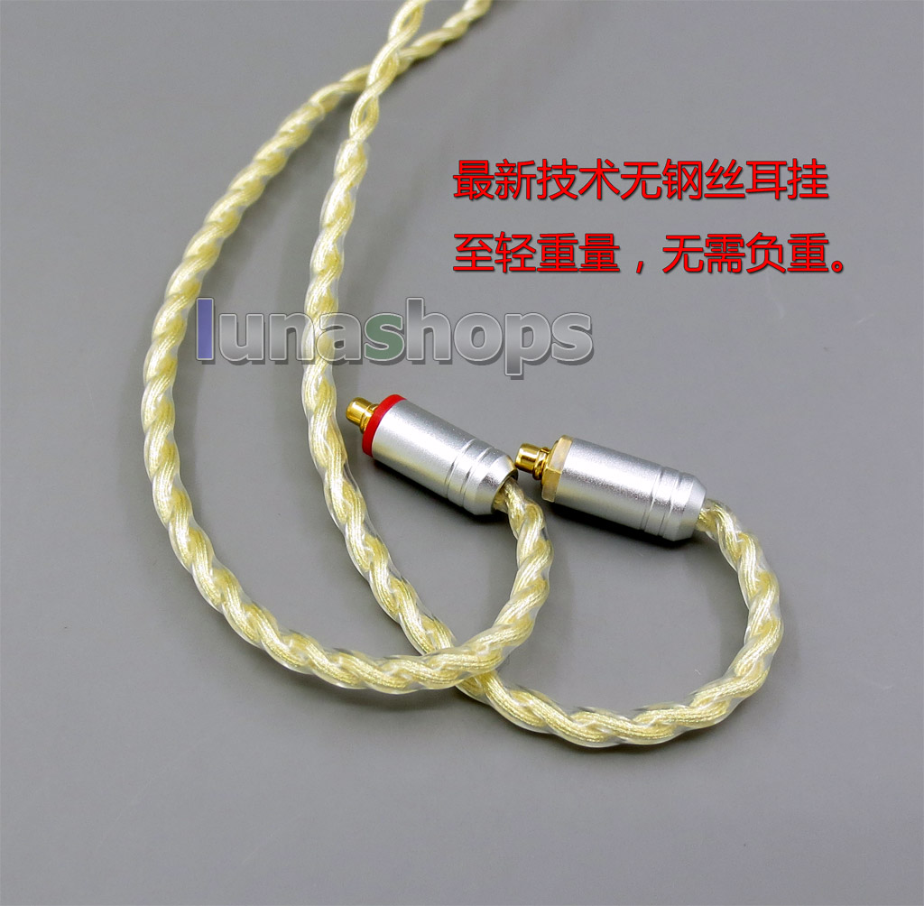 Extremely Soft 7N OCC Pure Silver + Gold Plated Earphone Cable For Shure se535 se846 se425 se215 MMCX