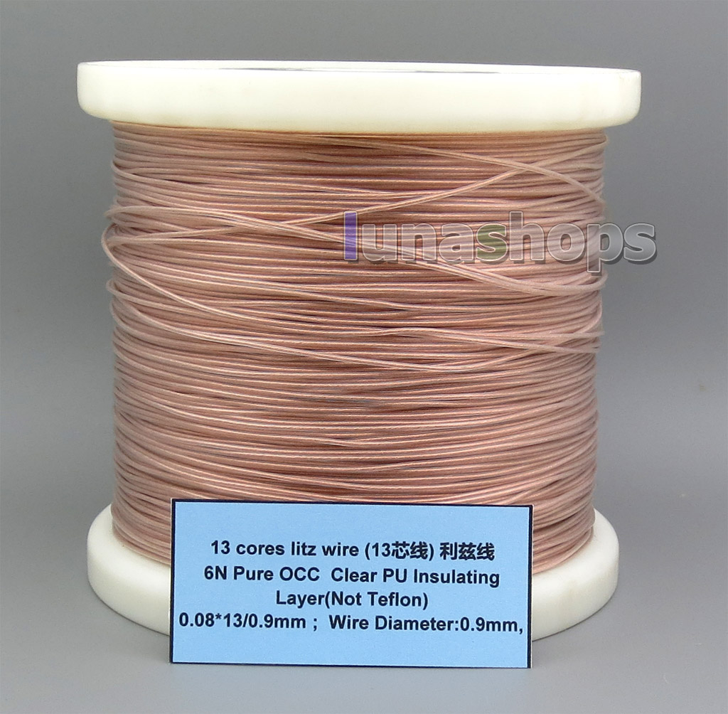 13 cores litz wire 6N Pure OCC Clear PU Insulating Layer(Not Teflon)0.08*13/0.9mm Wire Diameter:0.9mm