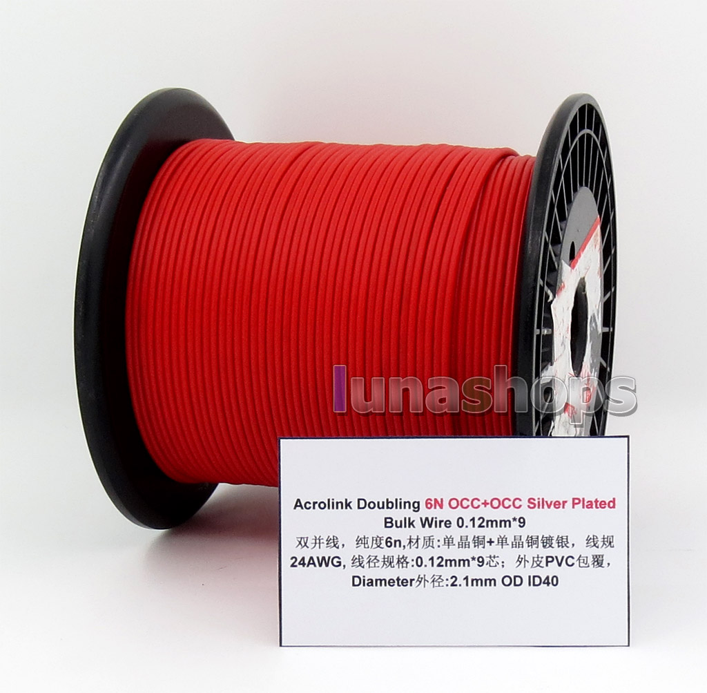 30m Acrolink Doubling 6N OCC + Silver Plated OCC 0.12mm*9 24AWG PVC (N  ) Diameter:2.1mm For DIY Heaphone Cable ID40