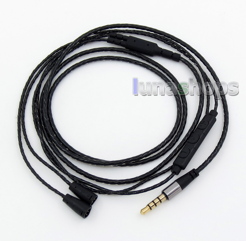 3.5mm OFC Mic Remote Volume Control PVC Skin Cable For Sennheiser IE8 IE80i Headphone