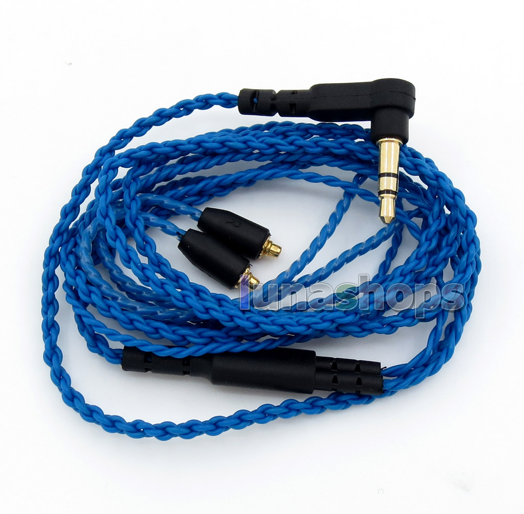 Blue Black L shape 3.5mm Plug OFC PVC Cable For Shure SE215 SE315 SE425 SE535 SE846