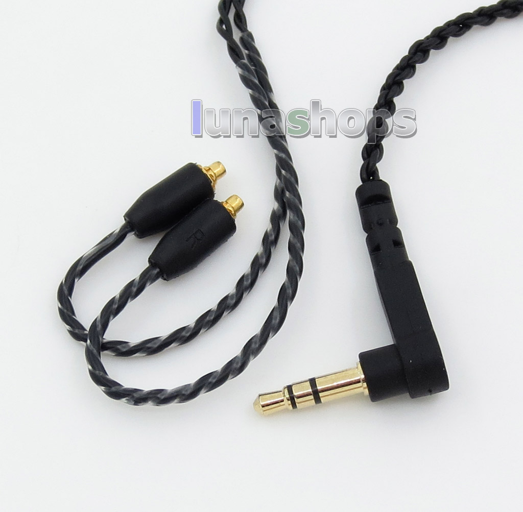 Blue Black L shape 3.5mm Plug OFC PVC Cable For Shure SE215 SE315 SE425 SE535 SE846