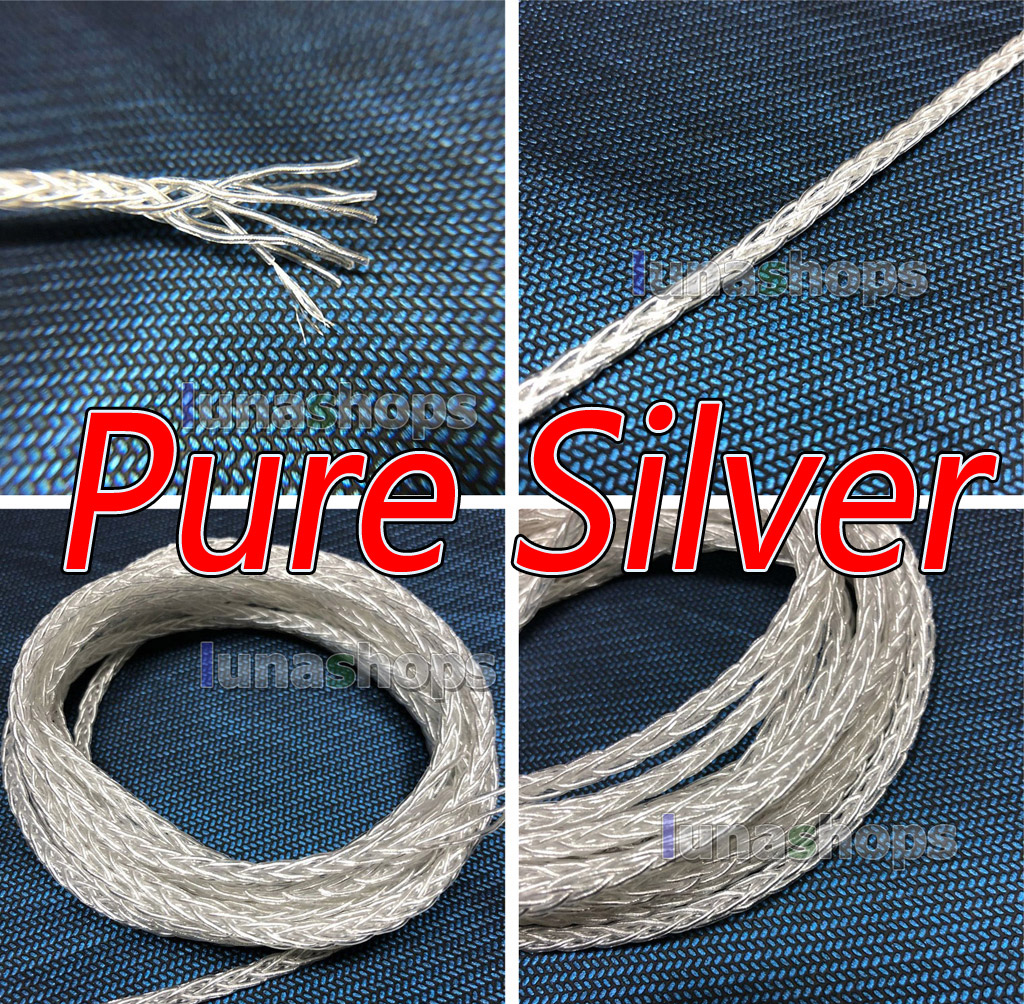 50m 8*(10*0.08mm) 8 Cores 99.99% Pure Silver Earphone DIY Custom Cable (Not  ) 8*1.1mm OD:4mm