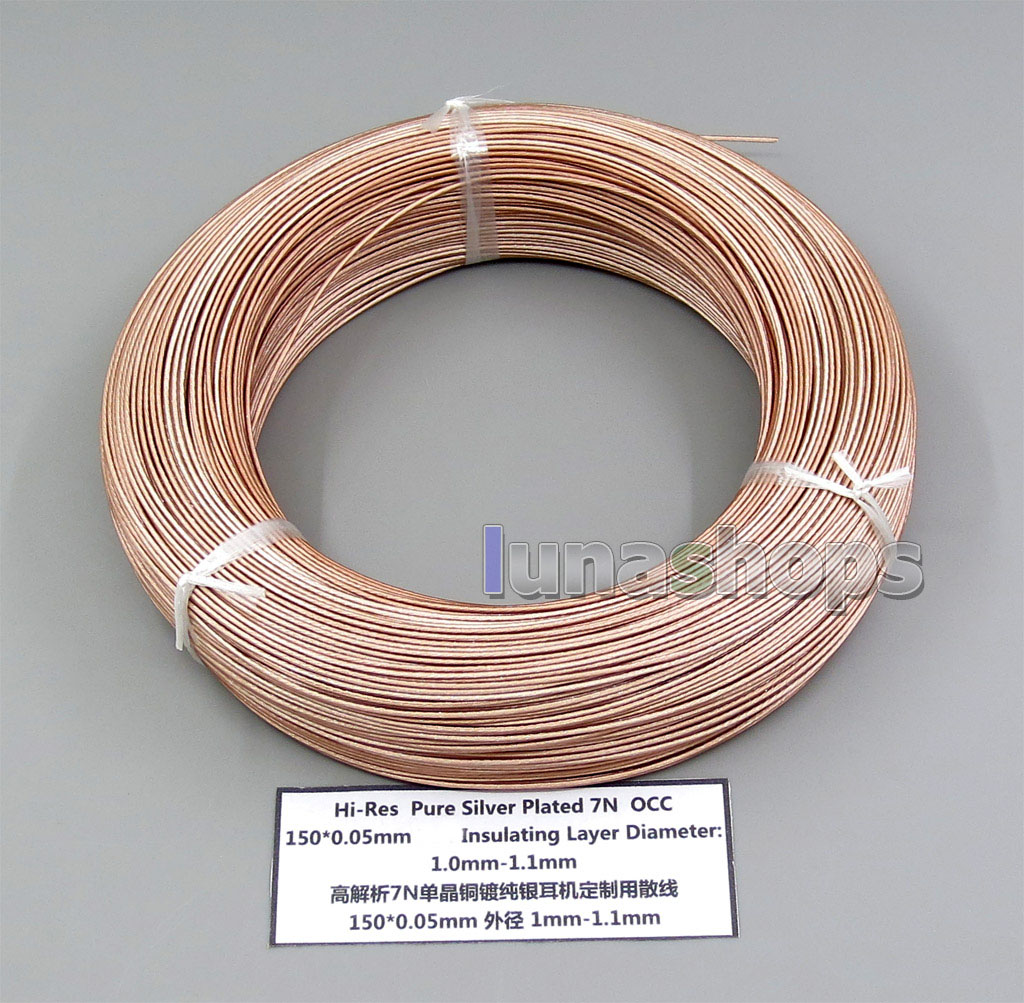 10m Hi-Res Pure Silver Plated 7N OCC 150*0.05mm Insulating Layer Earphone Headphone Bulk Wire Cable OD 1-1.1mm