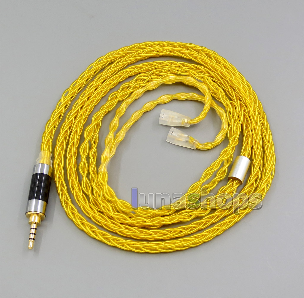 Gold 8 core 2.5 4.4 Balanced Pure Silver Plated Copper Earphone Cable For Sennheiser IE8 IE80 IE800 ie8i