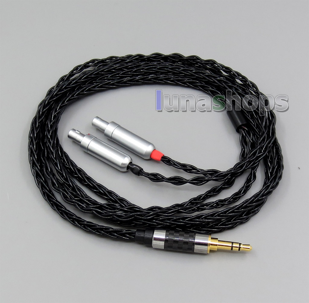 Black 8 core 2.5mm 4.4mm 3.5mm Balanced Pure Silver Plated Earphone Cable For Sennheiser HD800 HD800s