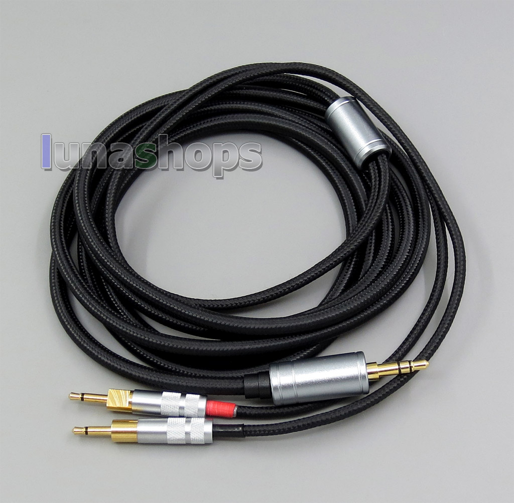 3.5mm Weave Cloth OD 5mm OCC Pure Silver Plated Headphone Cable For Sennheiser HD700