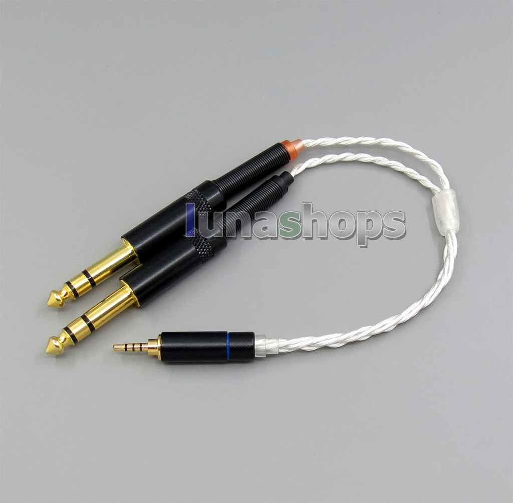 63*0.1mm Extremely Soft Hi-Res 7N Pure Silver plated Earphone for 2.5mm TRRS balanced To Dual 6.5mm plug Cable