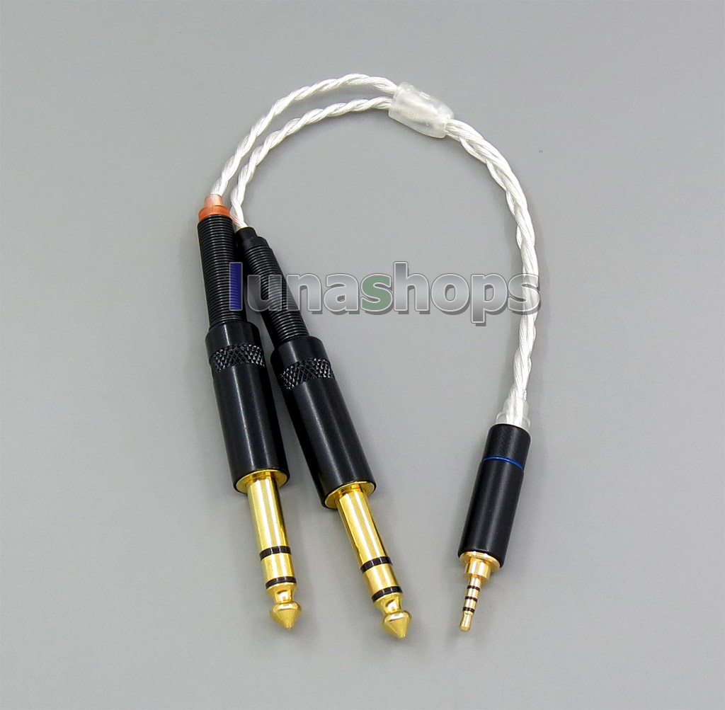 63*0.1mm Extremely Soft Hi-Res 7N Pure Silver plated Earphone for 2.5mm TRRS balanced To Dual 6.5mm plug Cable