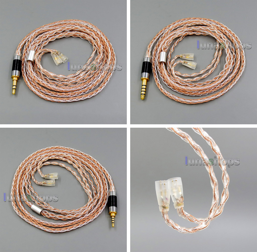 3.5mm 2.5mm 4.4mm TRRS Balanced 8 Core OCC Silver Mixed Earphone Cable For  Sennheiser IE8 IE80 IE800 ie8i
