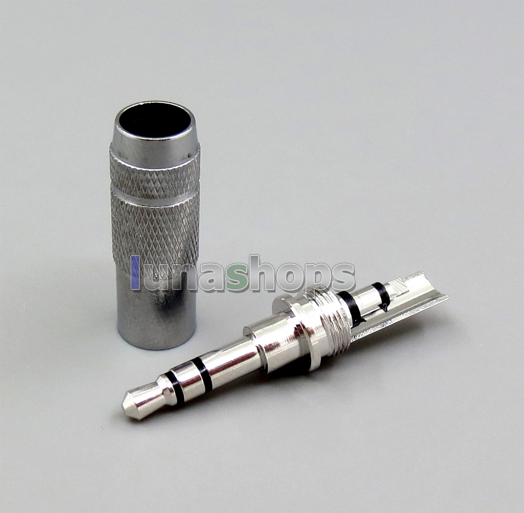 Straight 3.5mm Silver Color Male stereo phono DIY Solder DIY Custom Adapter 