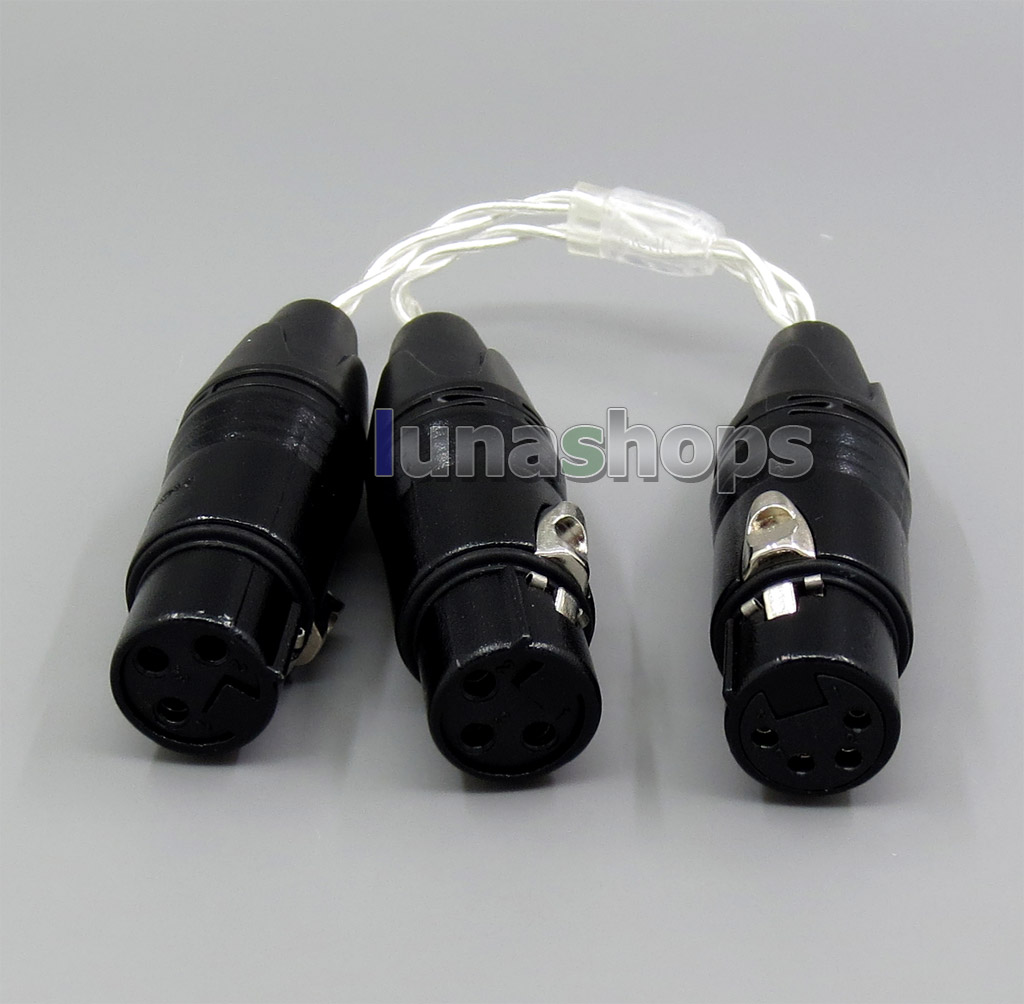 Pure Silver Shielding XLR 4 Pin Male TO 2 XLR 2Pin Female Adapter Cable Converter