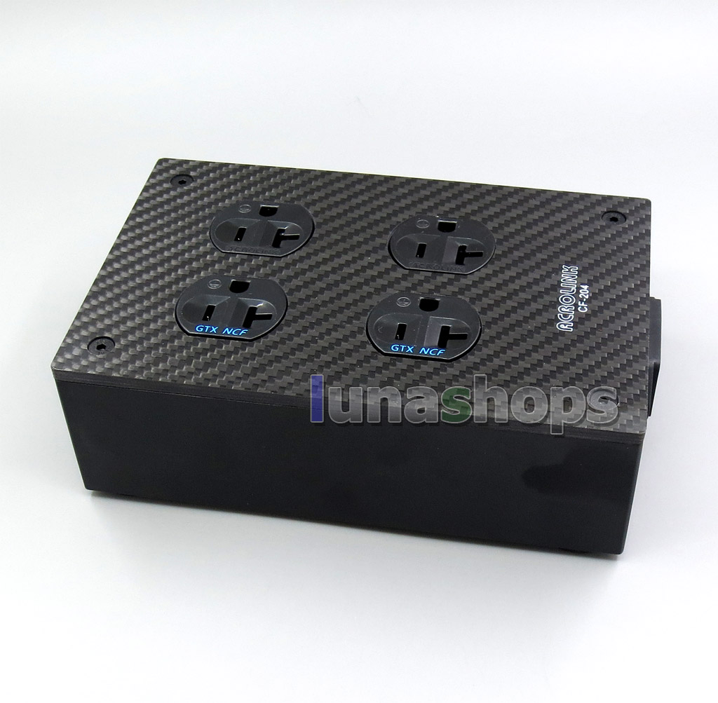 Acrolink CF-204 Carbon fiber panels 4 Ports Power Socket Strip Rhodium Plated