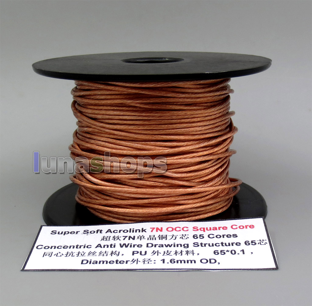 100m Super Soft Acrolink 7N OCC Square Core 65 Cores PU 65*0.1mm Wire Cable 1.6MM