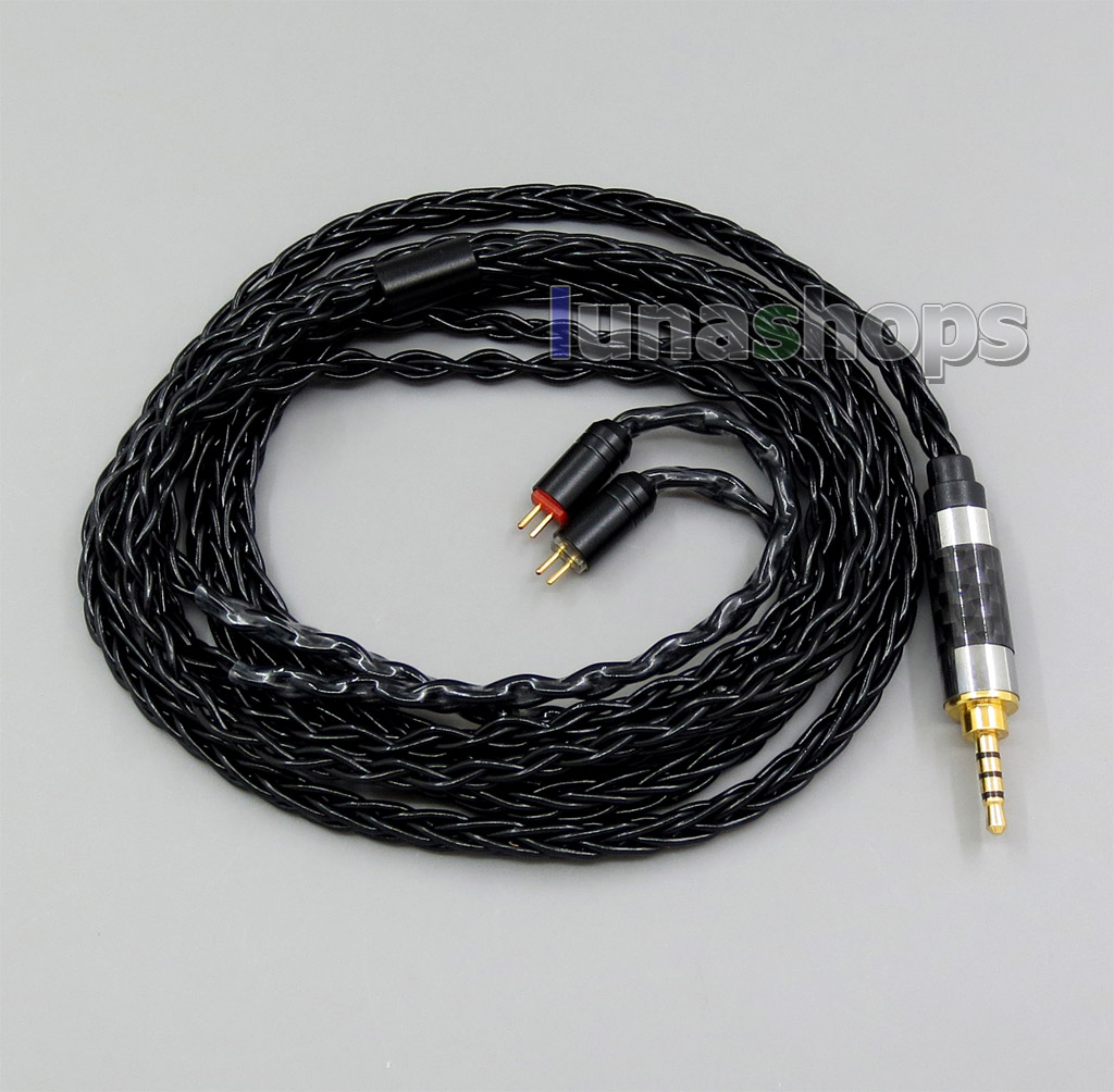 Black 8 core 2.5mm 3.5mm 4.4mm Balanced MMCX Pure Silver Plated Copper Earphone Cable For 0.78mm W4r UM3X Custom 5 12 BA