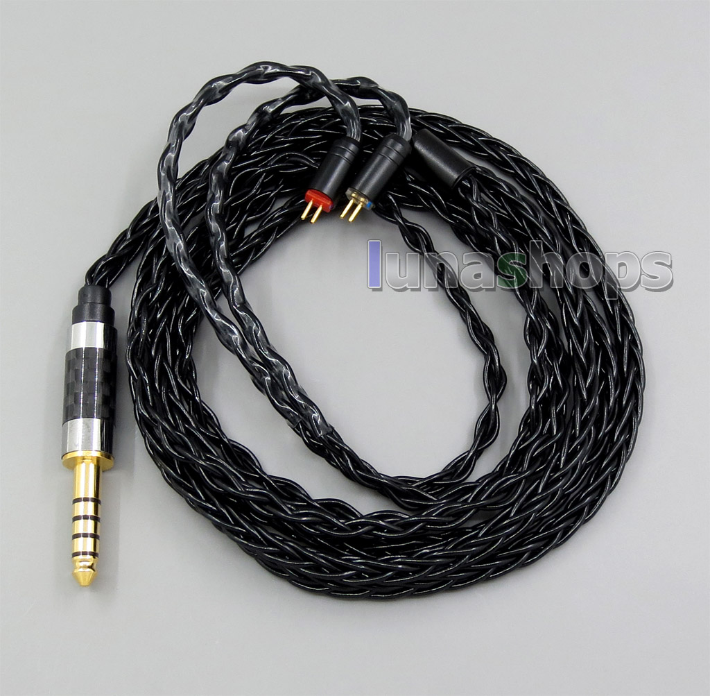 Black 8 core 2.5mm 3.5mm 4.4mm Balanced MMCX Pure Silver Plated Copper Earphone Cable For 0.78mm W4r UM3X Custom 5 12 BA
