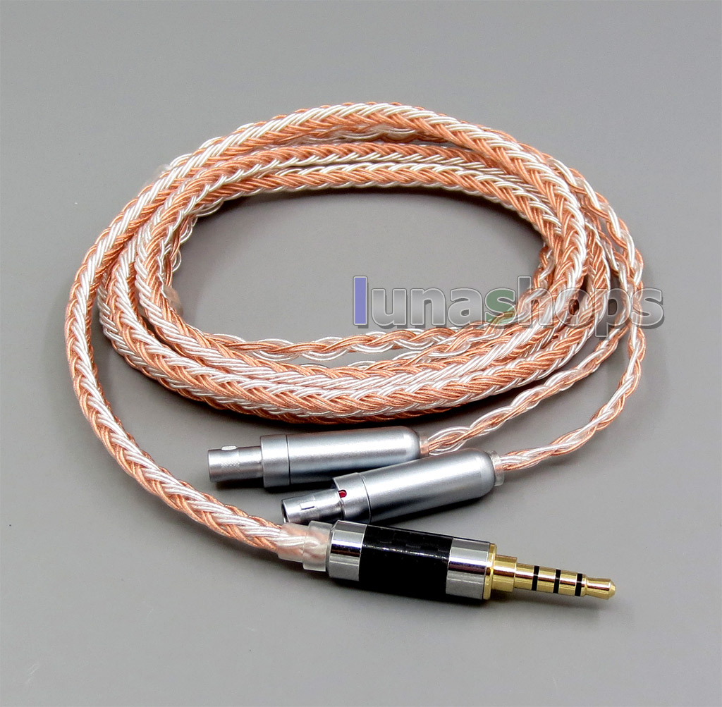 3.5mm 4pole TRRS Re-Zero Balanced 16 Core OCC Silver Mixed Earphone Cable For Sennheiser HD800 HD800s