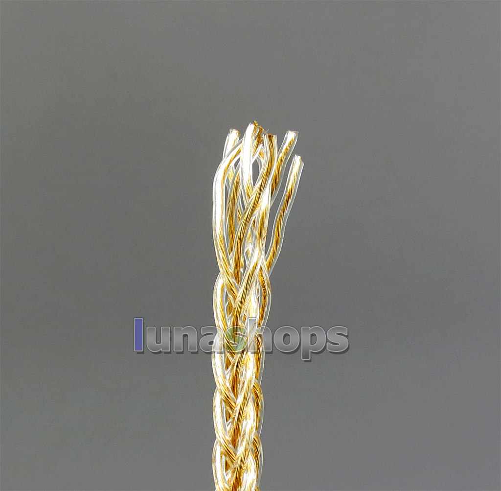 50m 8*(7*0.14mm) 8 Cores 99.99% Pure Silver + Gold Plated Earphone DIY Custom Cable (Not Telf)8*1.15mm OD:4mm