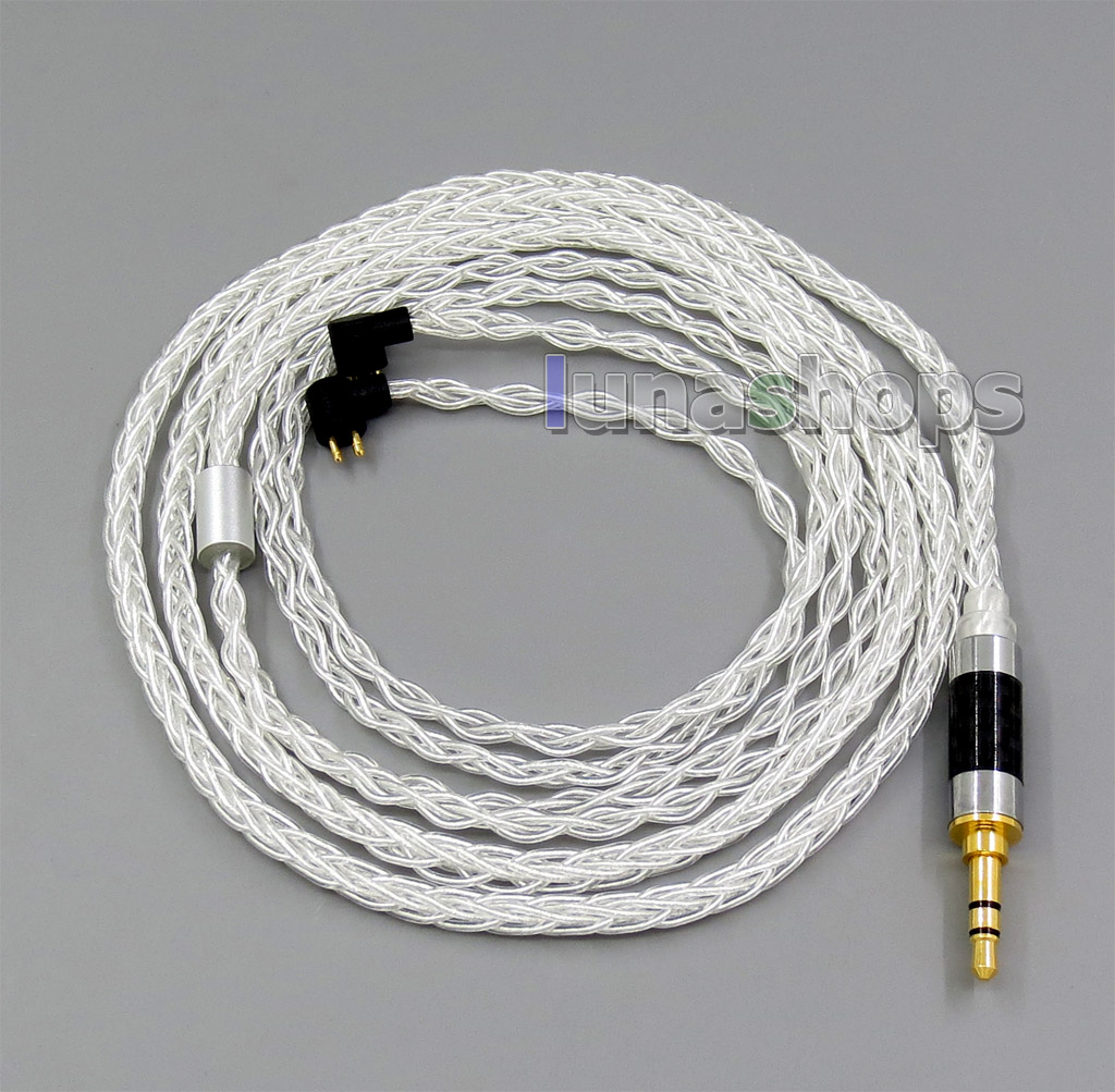 8 core 2.5mm 3.5mm 4.4mm Pure Silver Plated OCC Earphone Cable For Etymotic ER4B ER4PT ER4S ER6I ER4
