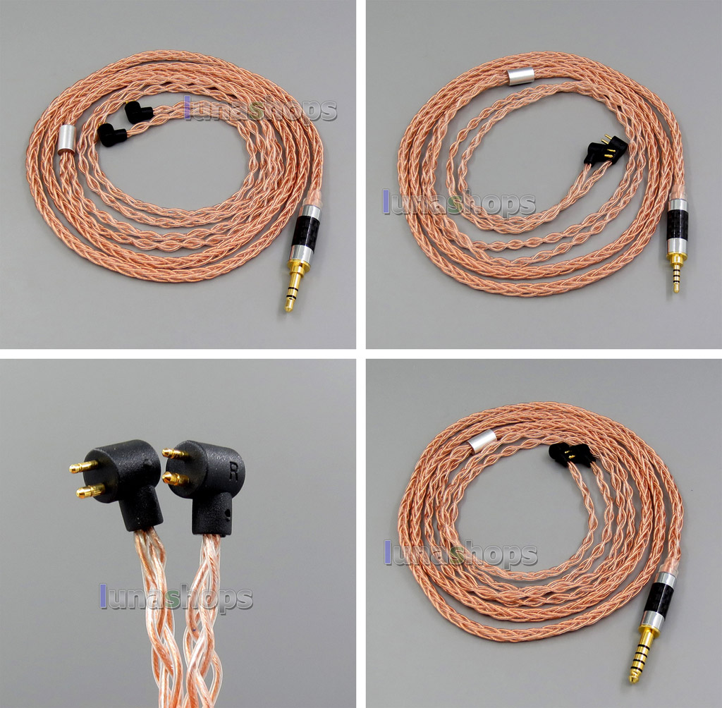 8 core 2.5mm 4.4mm Balanced MMCX Pure OCC Copper Earphone Cable For Etymotic ER4B ER4PT ER4S ER6I ER4