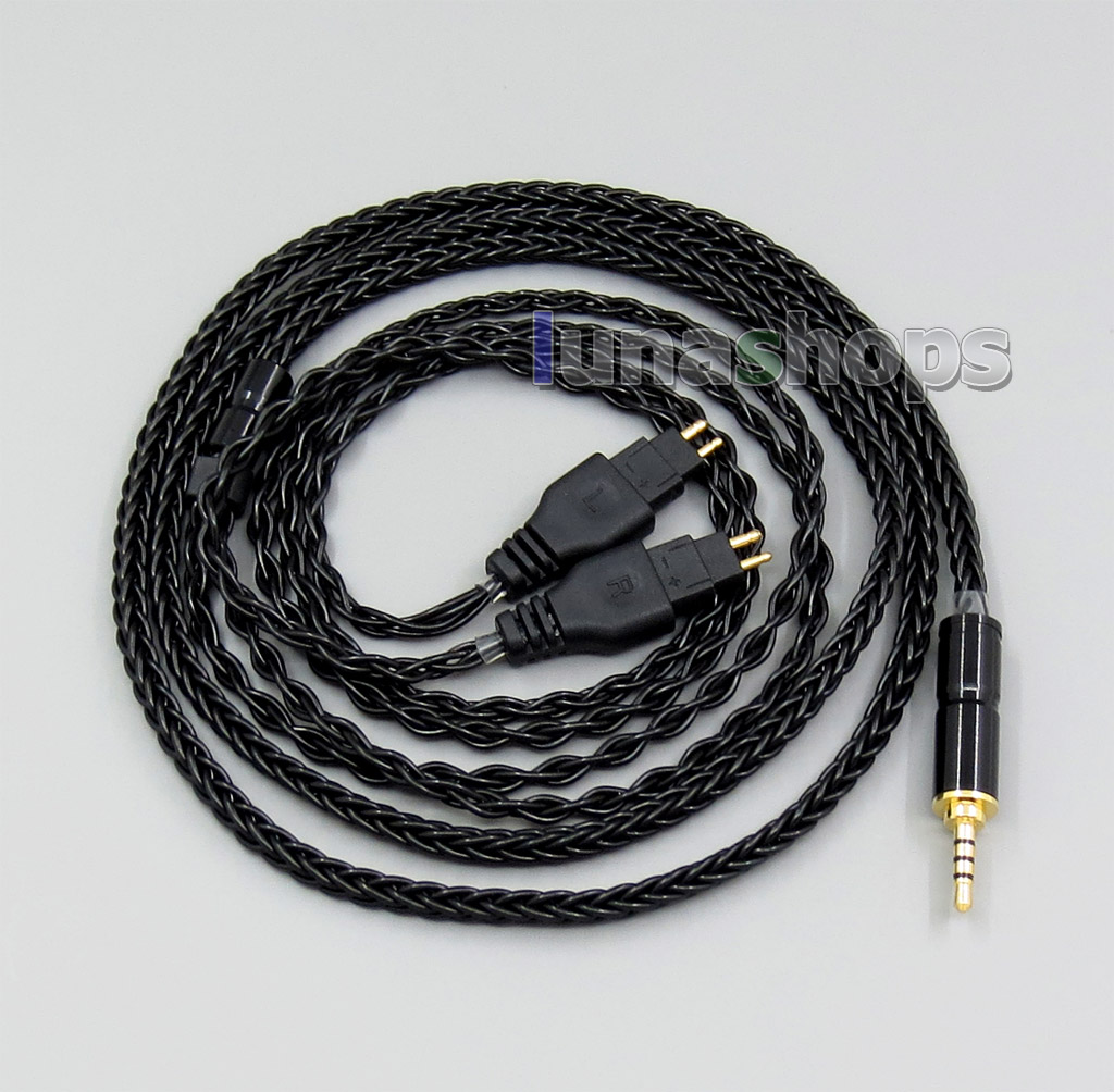 3.5mm 2.5mm 4.4mm 8 Core Black Balanced Pure Silver Plated Earphone Cable For Sennheiser HD580 HD600 HD650 HD430 HD660S
