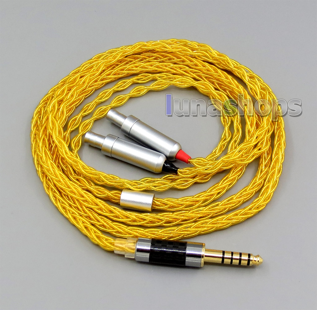 Gold 8 core 2.5mm 3.5mm 4.4mm Balanced  Pure Silver Plated Copper Earphone Cable For Sennheiser HD800 HD800s