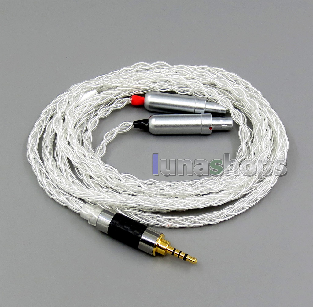 8 core 2.5mm 3.5mm 4.4mm Balanced MMCX  Pure Silver Plated OCC Earphone Cable For Sennheiser HD800 HD800s