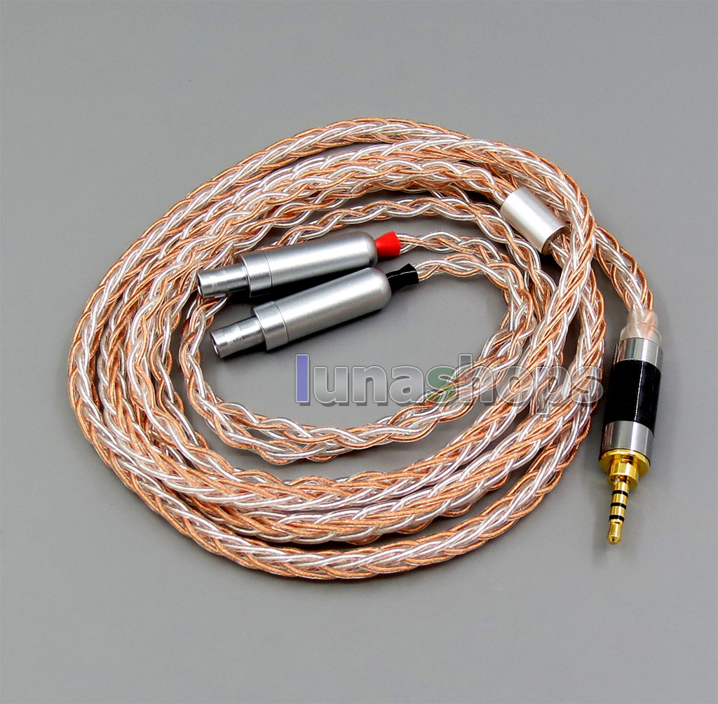 8 core 2.5mm 3.5mm 4.4mm Balanced MMCX  Pure OCC silver Plated Earphone Cable For Sennheiser HD800 HD800s
