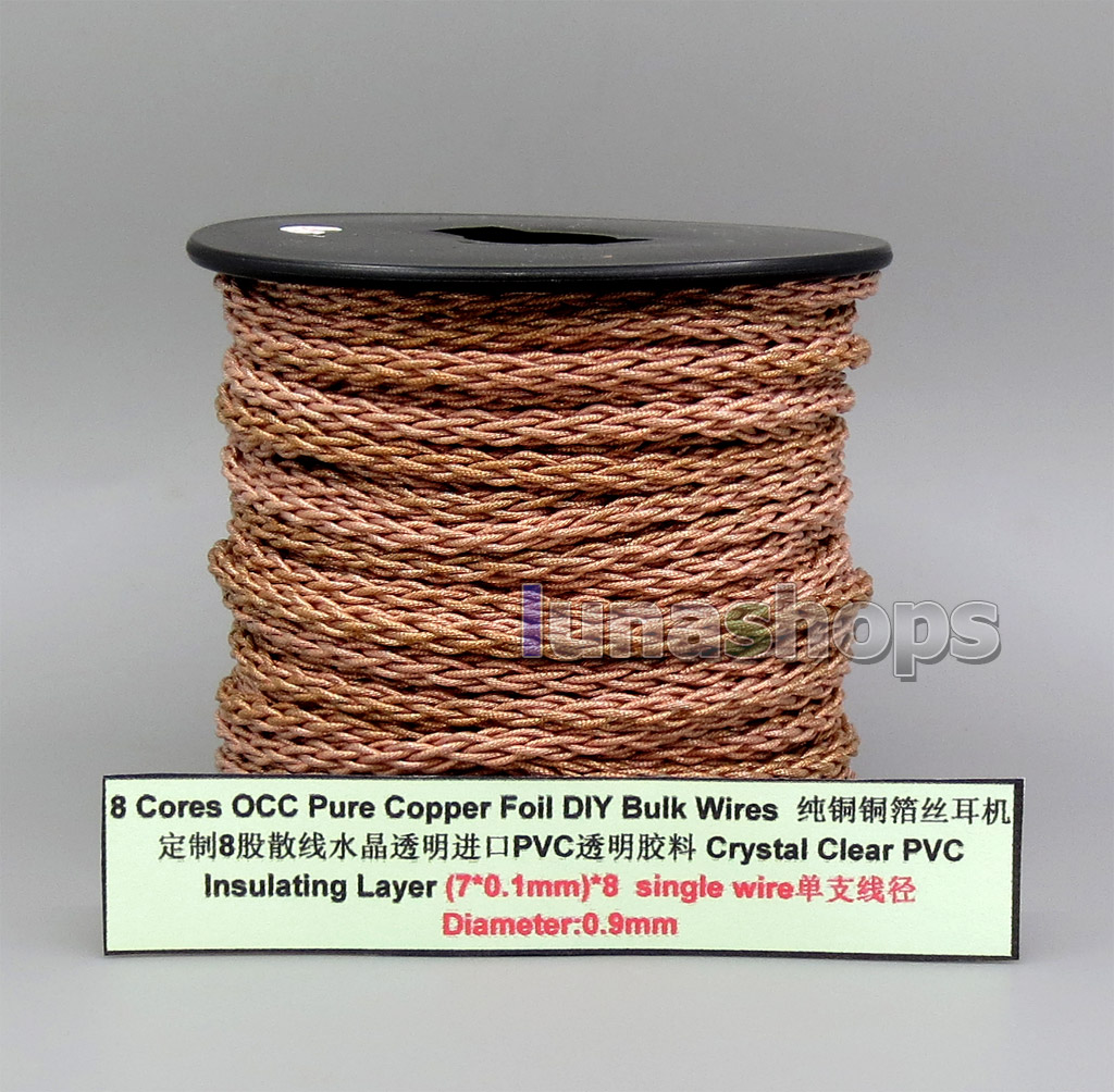 8 Core Pure Copper Foil Plated OCC Mixed Bulk Mixed Wire For Custom DIY Shure Fostex QDC Earphone Headphone  