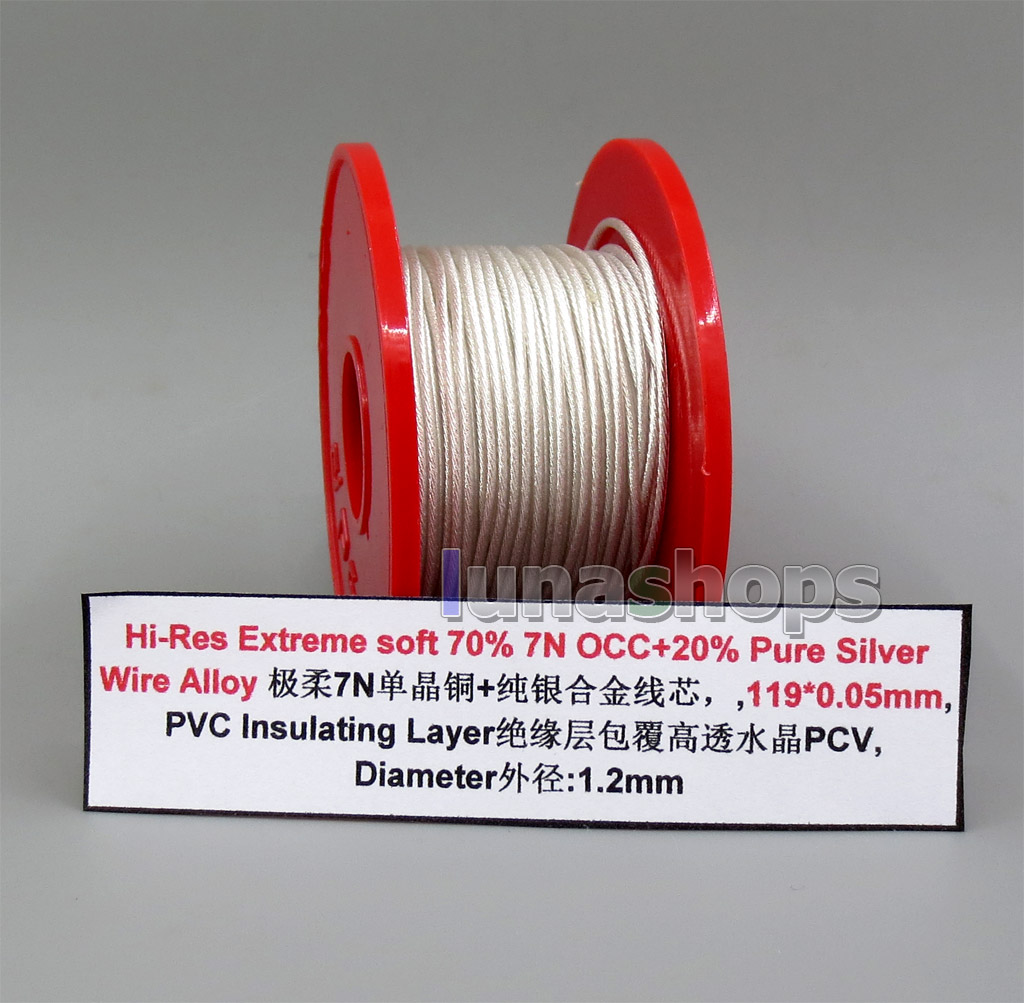 Hi-Res 119*0.05mm Bulk Extremely Soft 70% 7N OCC + 20% Pure Silver Earphone DIY Custom Cable(Not  )