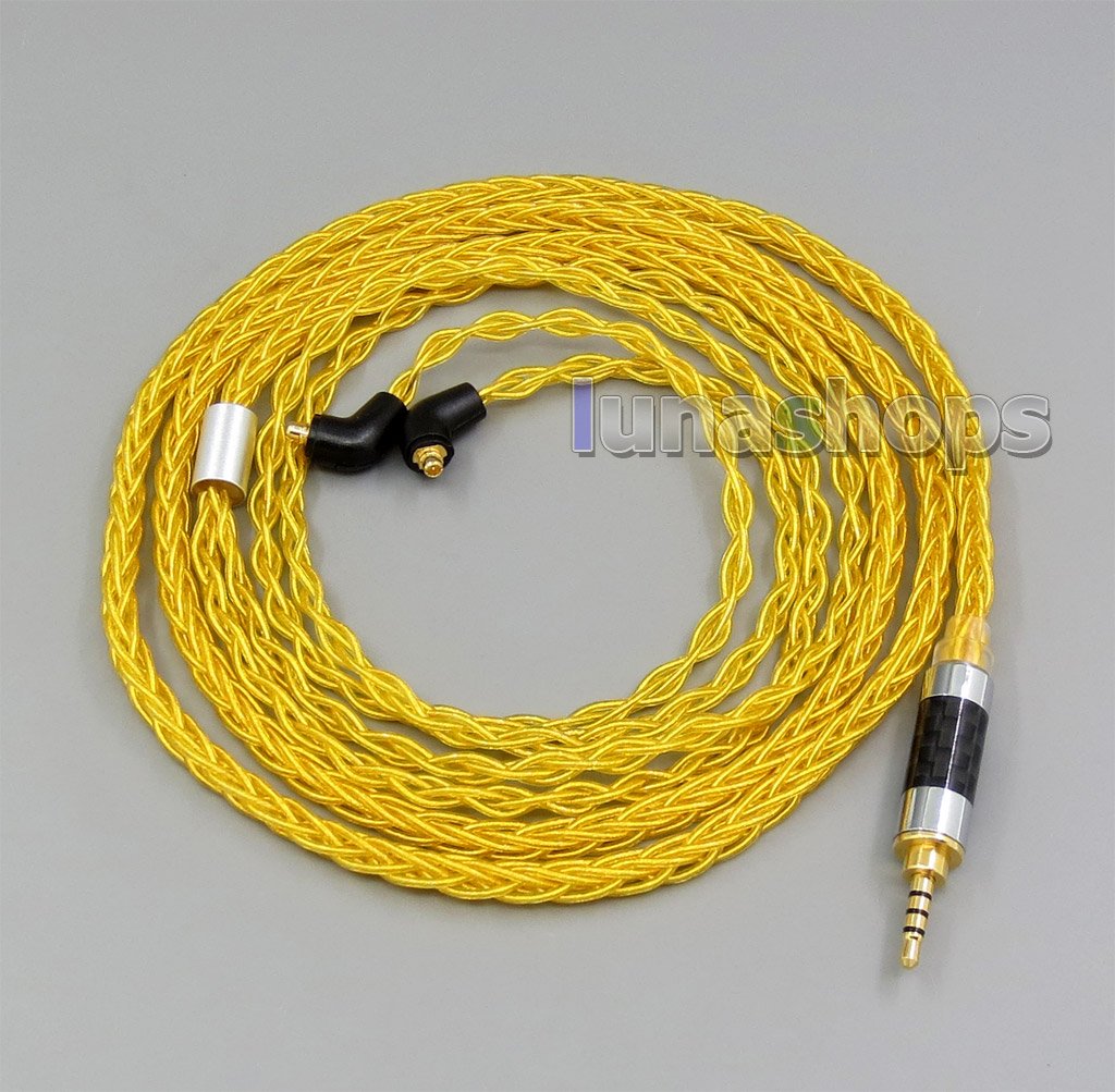 Gold 8 core 2.5mm 3.5mm 4.4mm Balanced MMCX Pure Silver Plated Copper Earphone Cable For Etymotic ER4 XR SR ER4SR ER4XR 